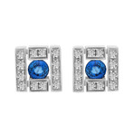 Damiani Belle Epoqur 18k White Gold Diamond + Sapphire Earrings