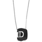 Damiani D.Icon 18k White Gold Diamond + Black Ceramic Pendant Necklace