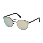 Zegna // Men's Double Bridge Sunglasses // Black + Grey Mirror