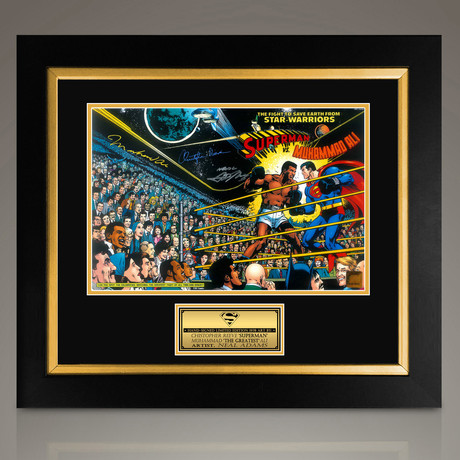 Superman vs Ali // Muhammad Ali + Christopher Reeve Signed Promotion Art Photo // Custom Frame