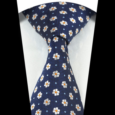 Neck Tie // Navy Blue + White Floral