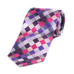 Celino // Silk Neck Tie // Pink + Blue + White + Multi Color Squares