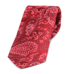 Neck Tie // Rose Candy Red + White Paisley