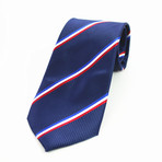 Celino // Silk Neck Tie // Red White + Blue Stripes