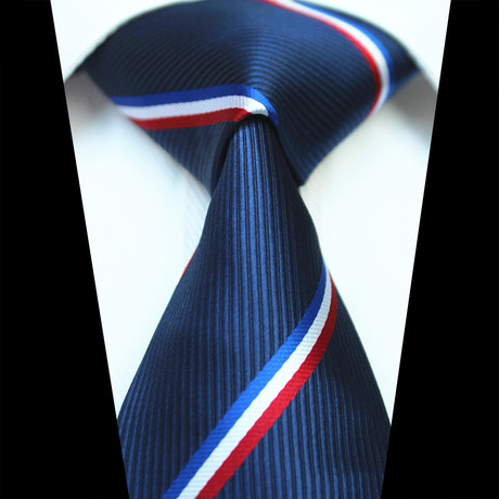 Celino // Silk Neck Tie // Red White + Blue Stripes 