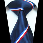 Celino // Silk Neck Tie // Red White + Blue Stripes