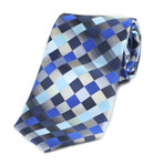 Celino // Silk Neck Tie // Multi Color Blue + White Squares