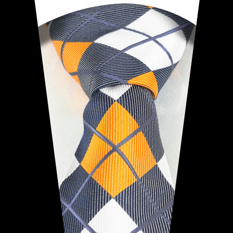 Celino // Silk Neck Tie // Blue Orange + White