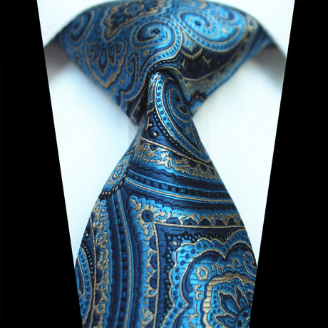 Celino // Silk Neck Tie // Turquoise Blue Paisley