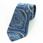 Celino // Silk Neck Tie // Turquoise Blue Paisley