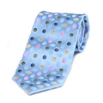 Celino // Silk Neck Tie // Blue + Multi Color Polka Dots