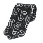 Celino // Silk Neck Tie // Dark Gray + White Paisley