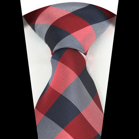 Neck Tie // Red + Gray Plaid