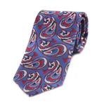 Celino // Silk Neck Tie // Sapphire Blue Red + White Paisley