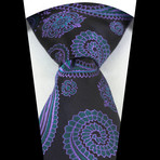 Neck Tie // Lapis Blue + Black Paisley