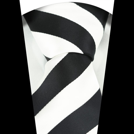 Neck Tie // Black + White Stripes