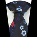 Silk Neck Tie + Gift Box // Dark Blue + Red + Yellow + Multi Color Floral