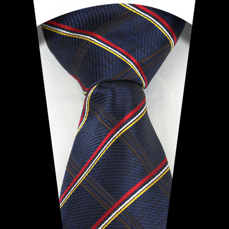 Neck Tie // Blue + Red + Gold Stripes