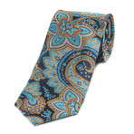 Neck Tie // Multi Color Blue + Gold Paisley