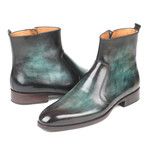 Burnished Side Zipper Boots // Turquoise (Euro: 40)