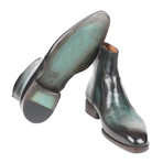 Burnished Side Zipper Boots // Turquoise (Euro: 45)