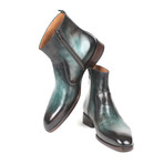 Burnished Side Zipper Boots // Turquoise (Euro: 37)