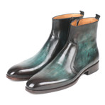 Burnished Side Zipper Boots // Turquoise (Euro: 44)