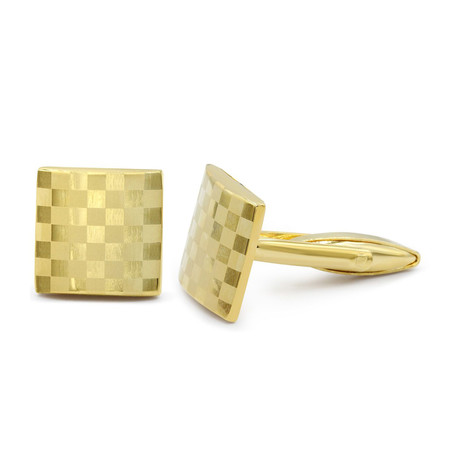Gold Checkerboard Cufflinks