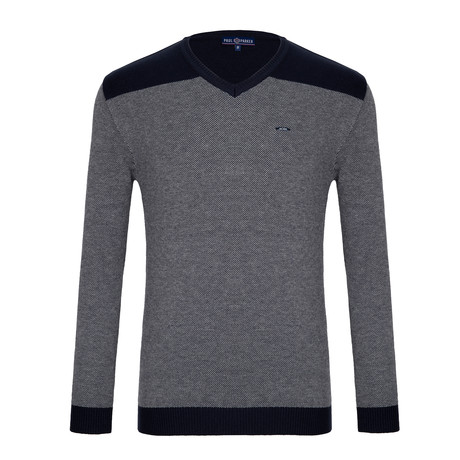 Ray Jersey Sweater // Navy + Gray (XL)