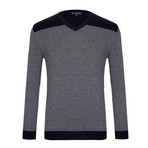 Ray Jersey Sweater // Navy + Gray (2XL)