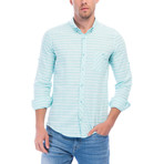 Horizontal Striped Long Sleeve Button-Up // Mint + White (S)