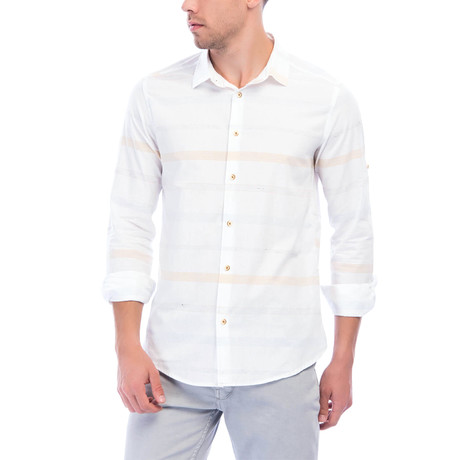 Striped Long Sleeve Button-Up // White (S)