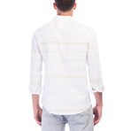 Striped Long Sleeve Button-Up // White (XL)