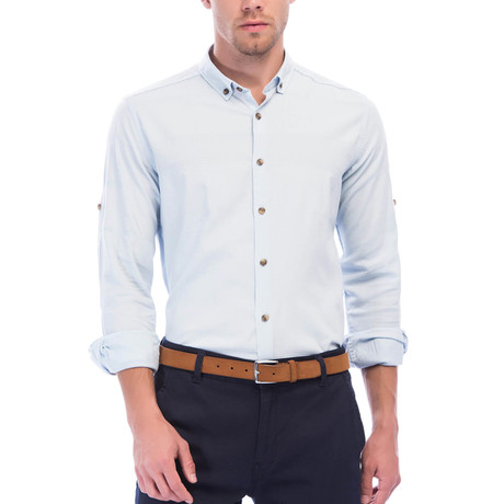 Long Sleeve Button-Up // Solid Light Blue (S)