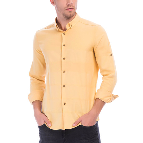 Long Sleeve Button-Up + Muted Stripes // Yellow (S)