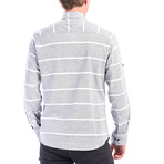 Horizontal Striped Pattern Long Sleeve Button-Up // Black (S)