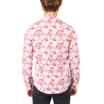 Paisley Design Long Sleeve Button-Up // Red + White (S)