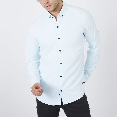 Long Sleeve Button-Up + Black Buttons // Solid Mint (S)