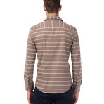 Horizontal Striped Long Sleeve Button-Up // Brown (L)