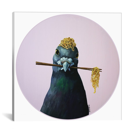 Pigeon With A Ramen Nest II // JJ Galloway (18"W x 18"H x 0.75"D)