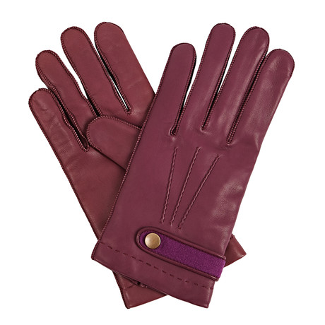 Alfie Merino Wool Lined Leather Gloves // Purple (M)