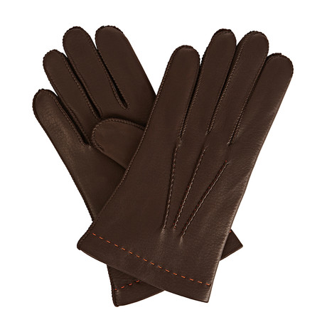 Walter Fur Lined Leather Gloves // Brown (S)