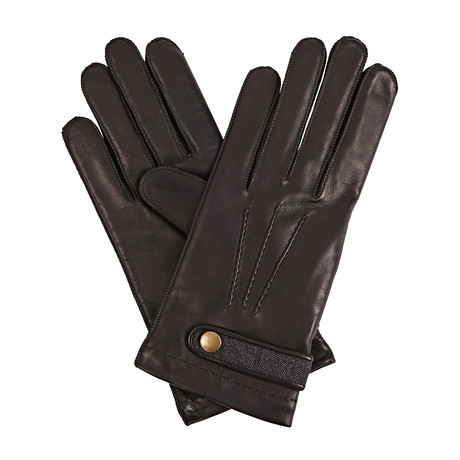 Alfie Merino Wool Lined Leather Gloves // Black (S)