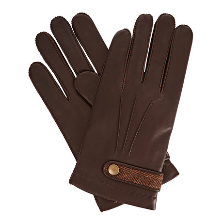 Alfie Merino Wool Lined Leather Gloves // Brown (S)