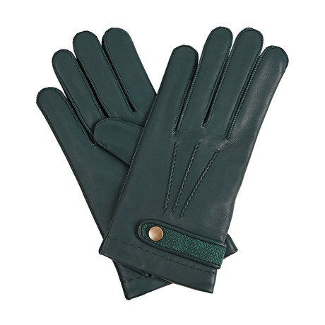 Alfie Merino Wool Lined Leather Gloves // Green (M)