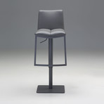 Dove Hydraulic Bar Stool // Grey Leatherette + Brushed Stainless Steel