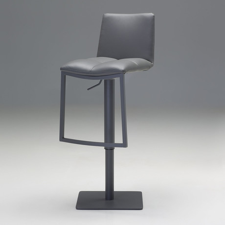 Dove Hydraulic Bar Stool // Grey Leatherette + Brushed Stainless Steel
