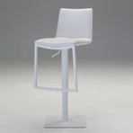 Raven Hydraulic Bar Stool // White Leatherette + White Powder Coated Steel