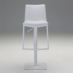 Raven Hydraulic Bar Stool // White Leatherette + White Powder Coated Steel