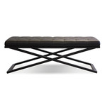 Crosstown Bench // Black Leatherette + Matte Black Powder Coated Steel